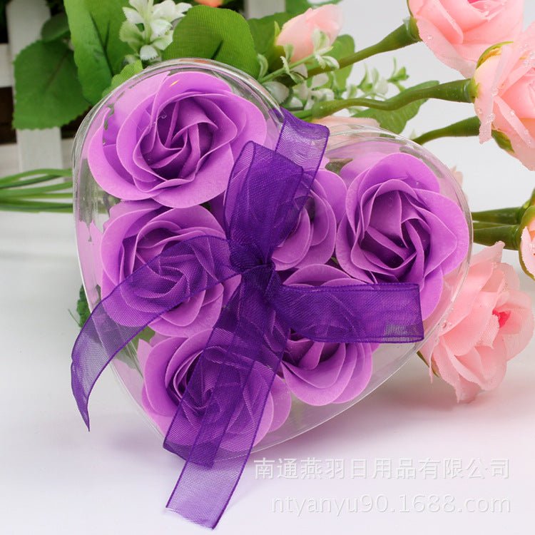6 Artificial Rose Heart Box with Ribbon - THEONE APPAREL