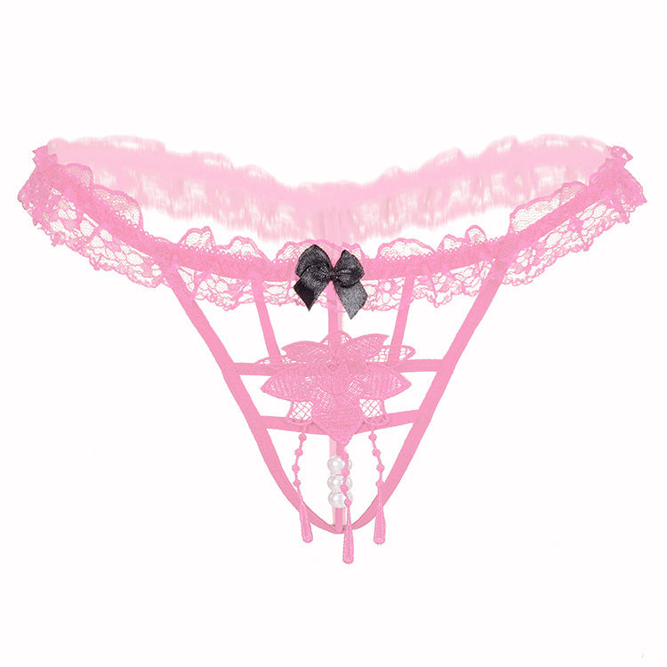 Pearl Strand Floral Applique G String