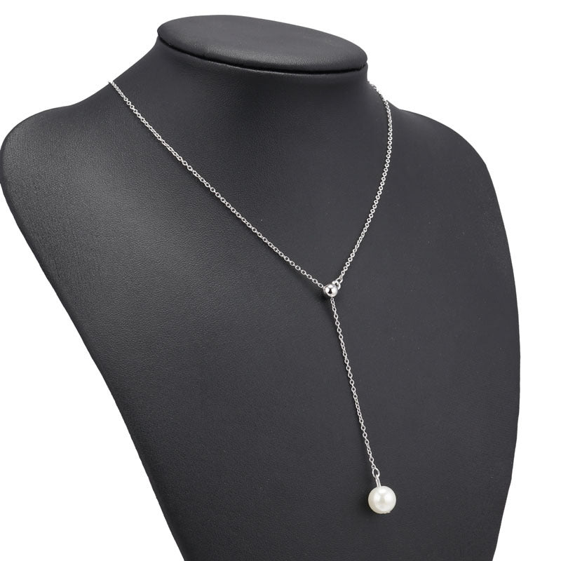 Single Faux Pearl Drop Necklace