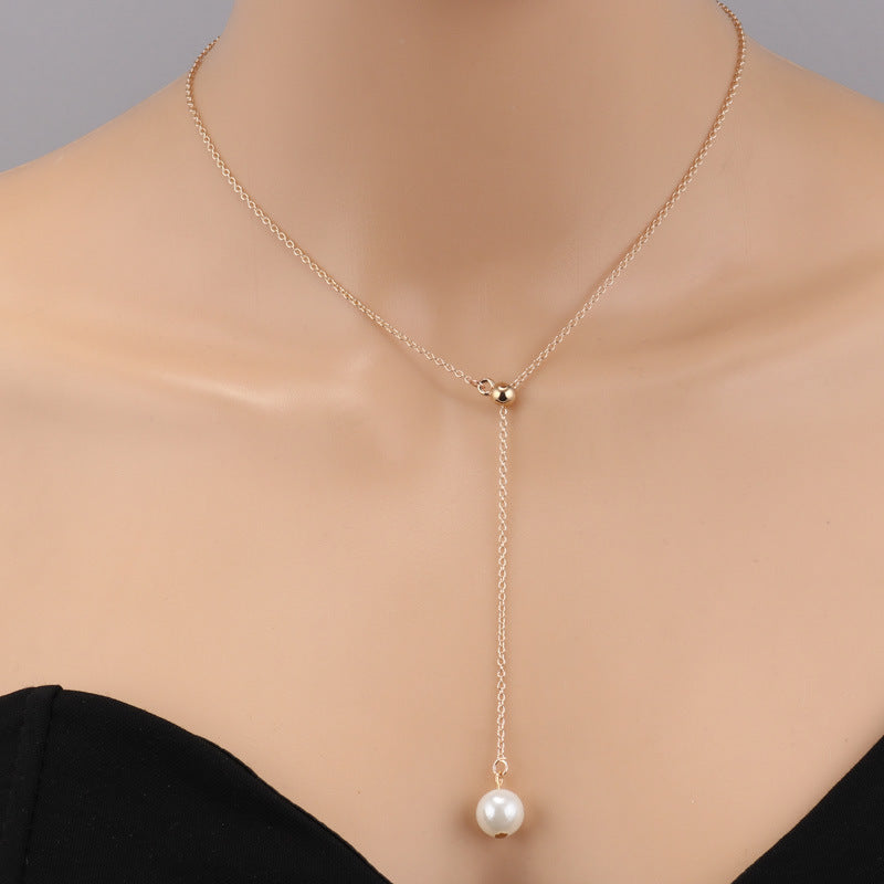 Single Faux Pearl Drop Necklace