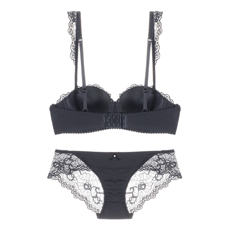 Lace Strap Balconette Bra and Panty Set