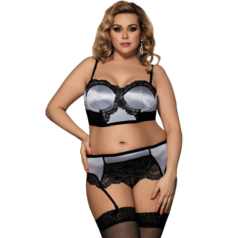 Plus Size Two-Piece Garter & Panty Set