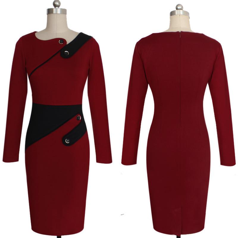 Robe de gaine asymétrique de bouton mod