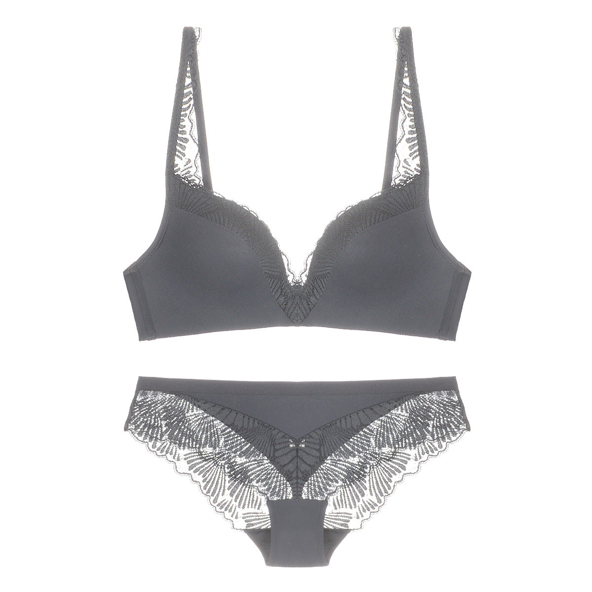 Smooth Cup Lace Trim Bra and Panty Set