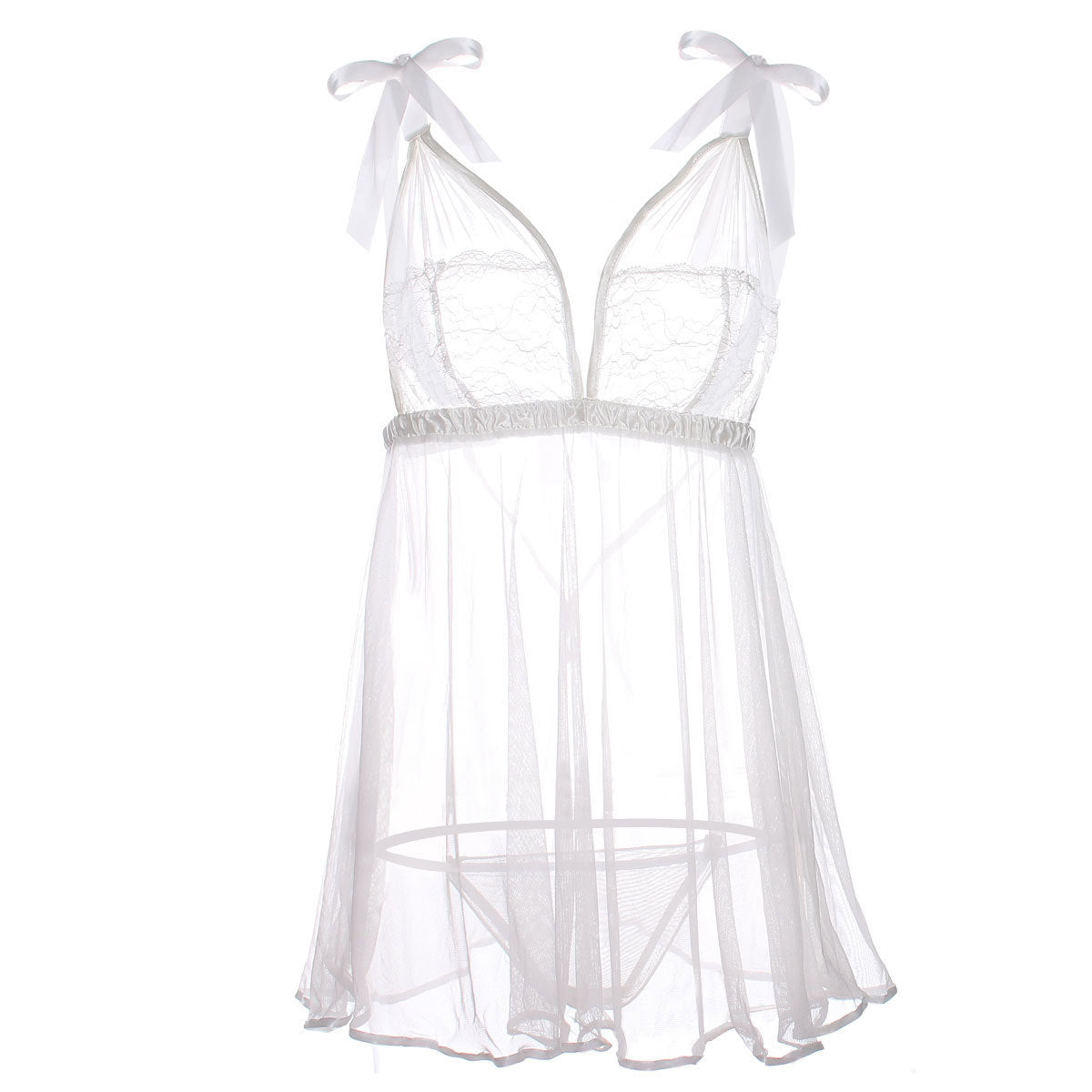 Peekaboo plisado correa de lazo Babydoll