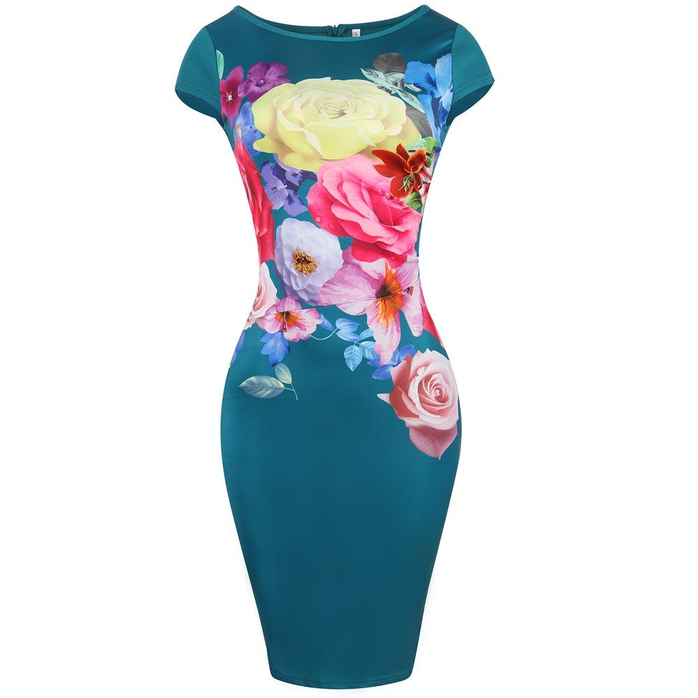 Robe gaine graphique florale surdimensionnée