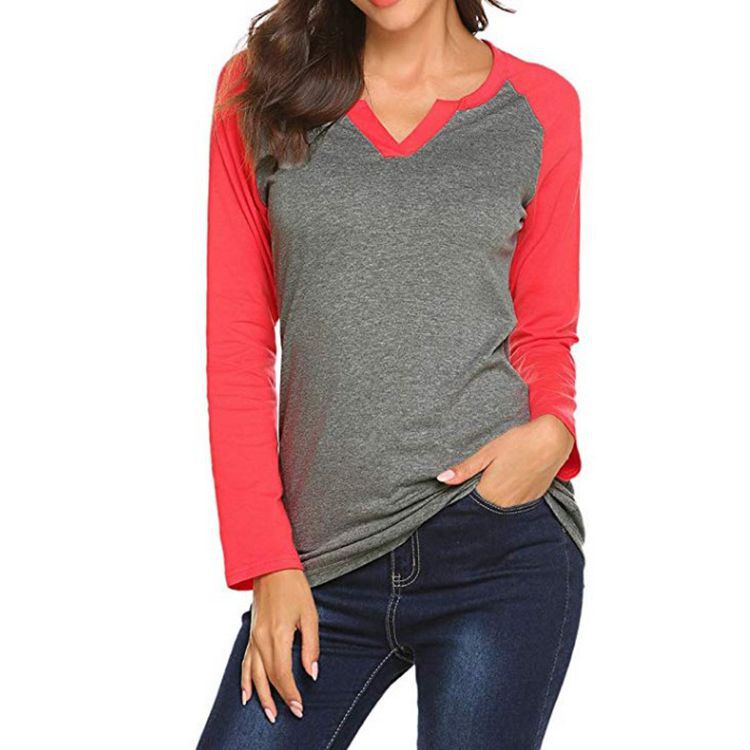 Two-Tone Notch Neck Raglan Tee