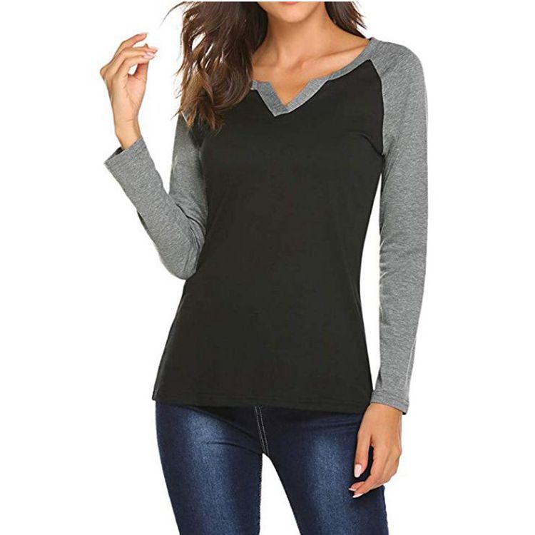 Two-Tone Notch Neck Raglan Tee