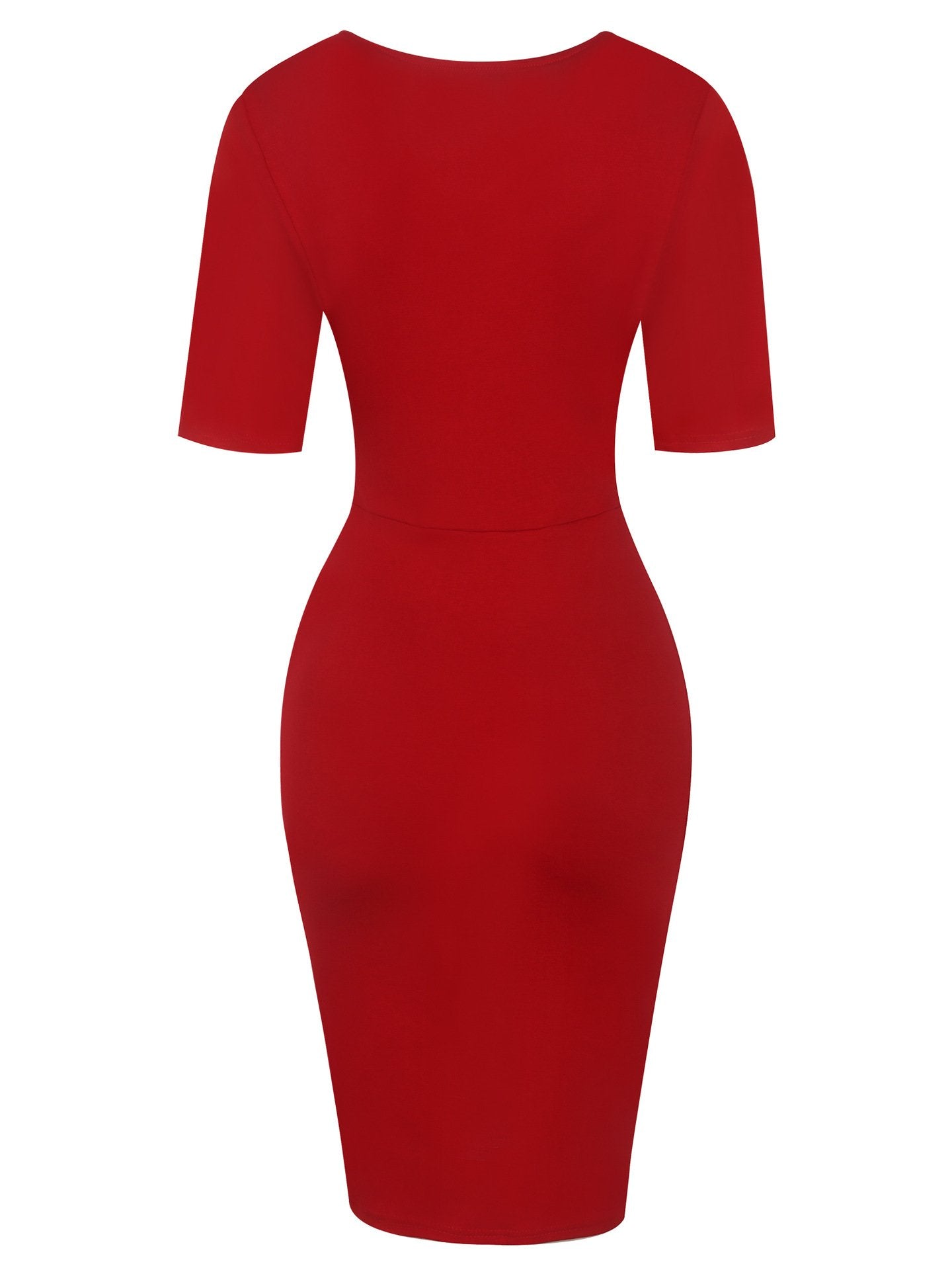 Solid Crossover Surplice Sheath Dress