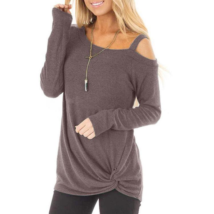 Single Cutout Knot-Hem Knit Top