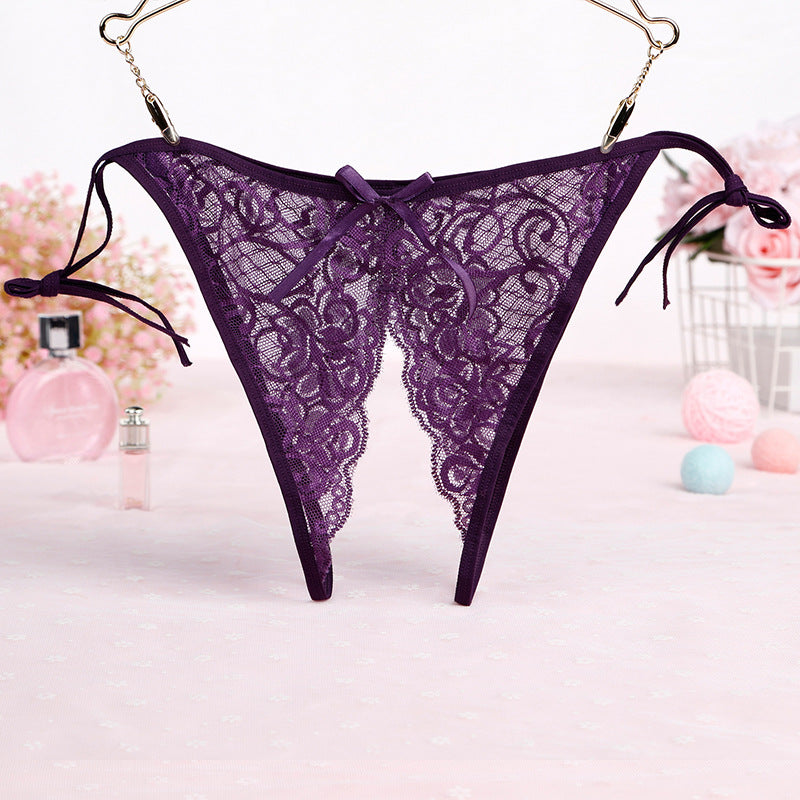 Crotchless Lace Side Tie Panty - Theone Apparel