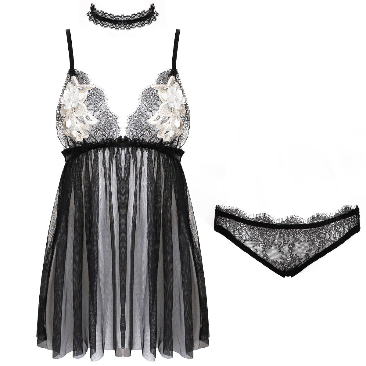 Ethereal Babydoll Panty and Choker Set