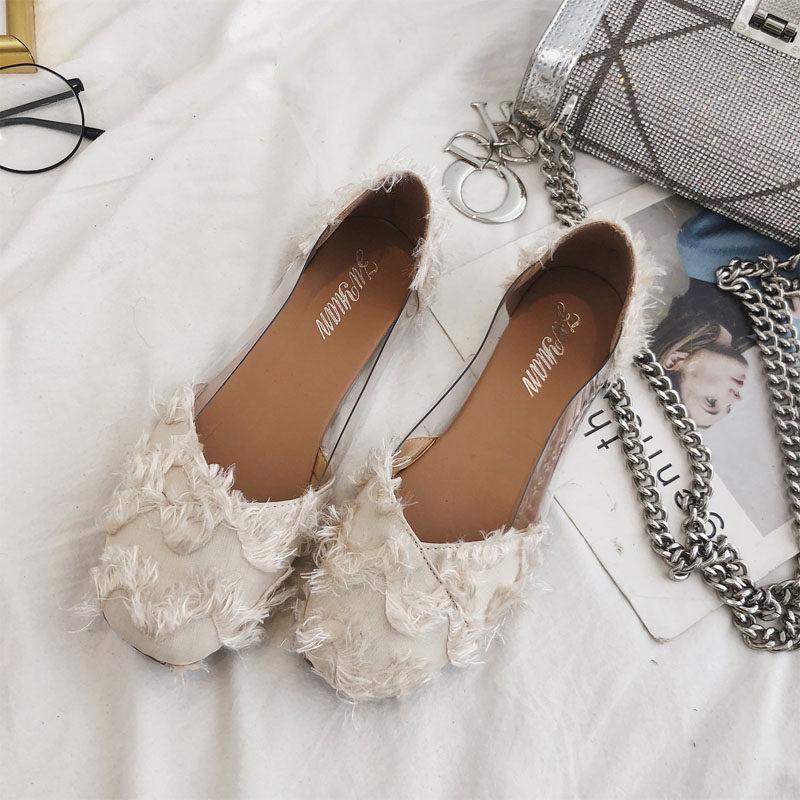 Fringe Frenzy Transparente Fashion Flats