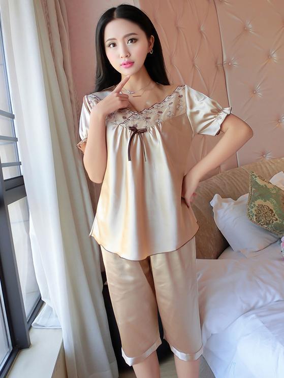 Short Sleeve Satiny Shorts PJ Set