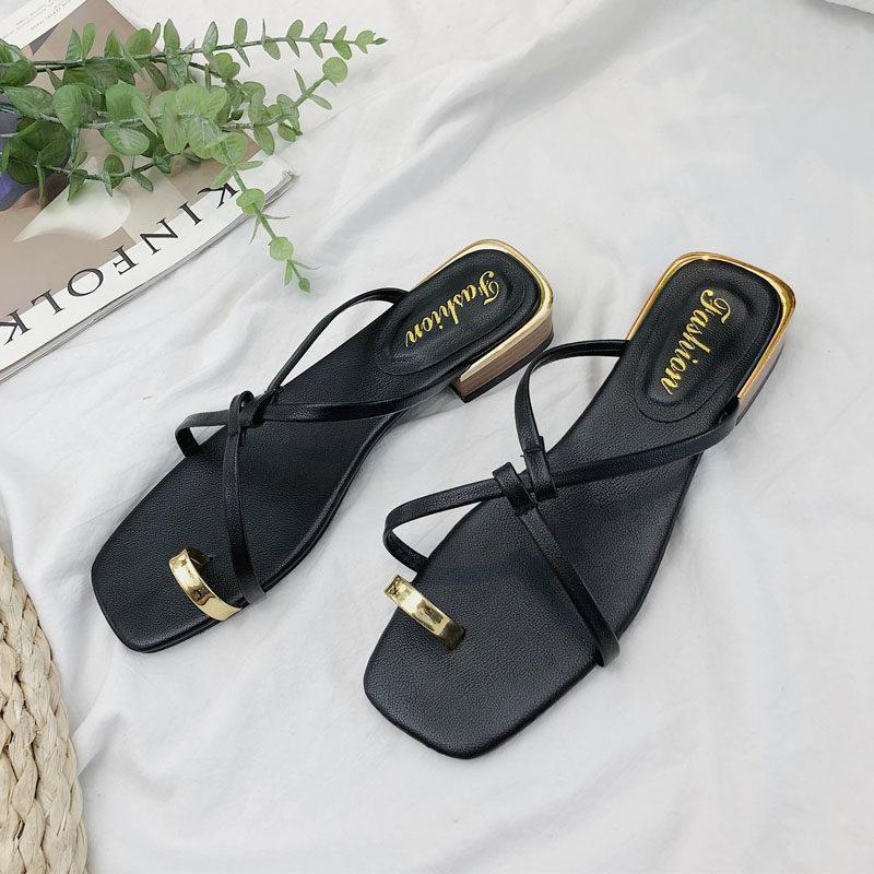 Golden Toe Slip On Sandals