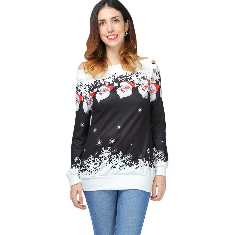 Santa Snowflakes Sweatshirt mit schrägem Hals