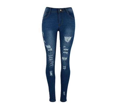 Jean skinny à taille haute déchirée