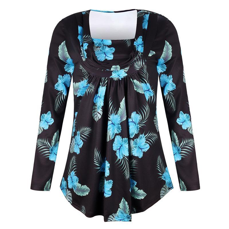 Blusa de estampa floral de colarinho ruched