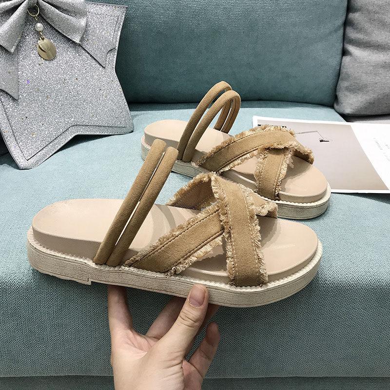 Strappy Fringe Trim Walking Sandal