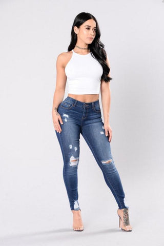 Distressed Rip Style Skinny Jeans - Theone Apparel