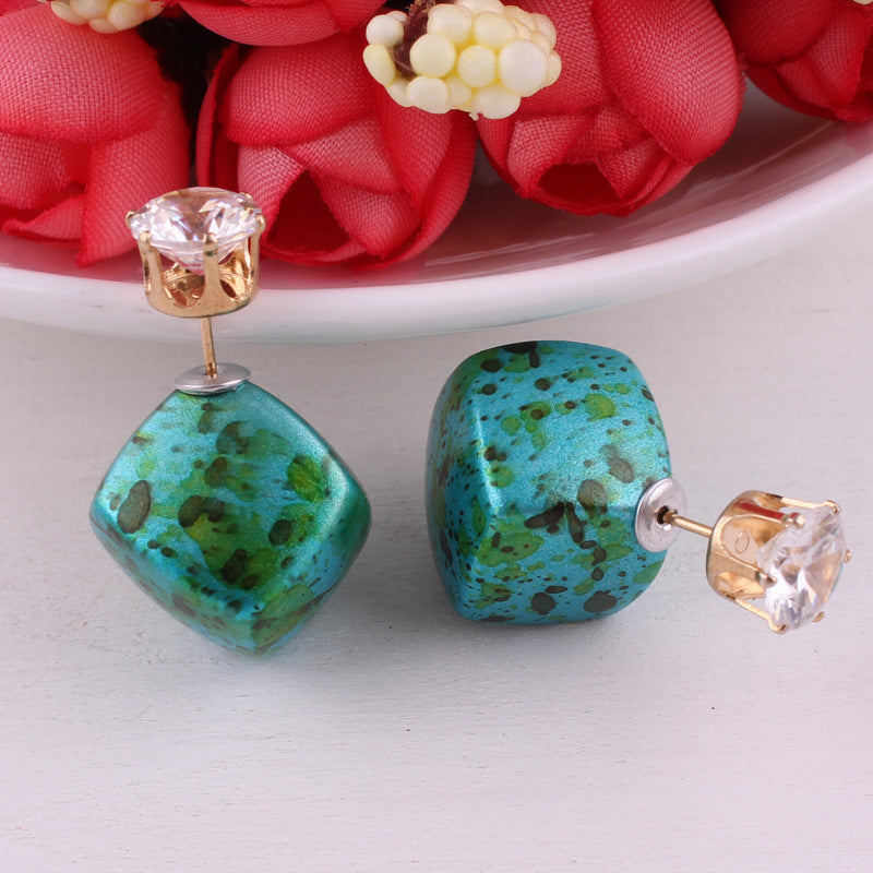 Dusty Rose Silver Feather Earrings-Light Blue-Theone Apparel