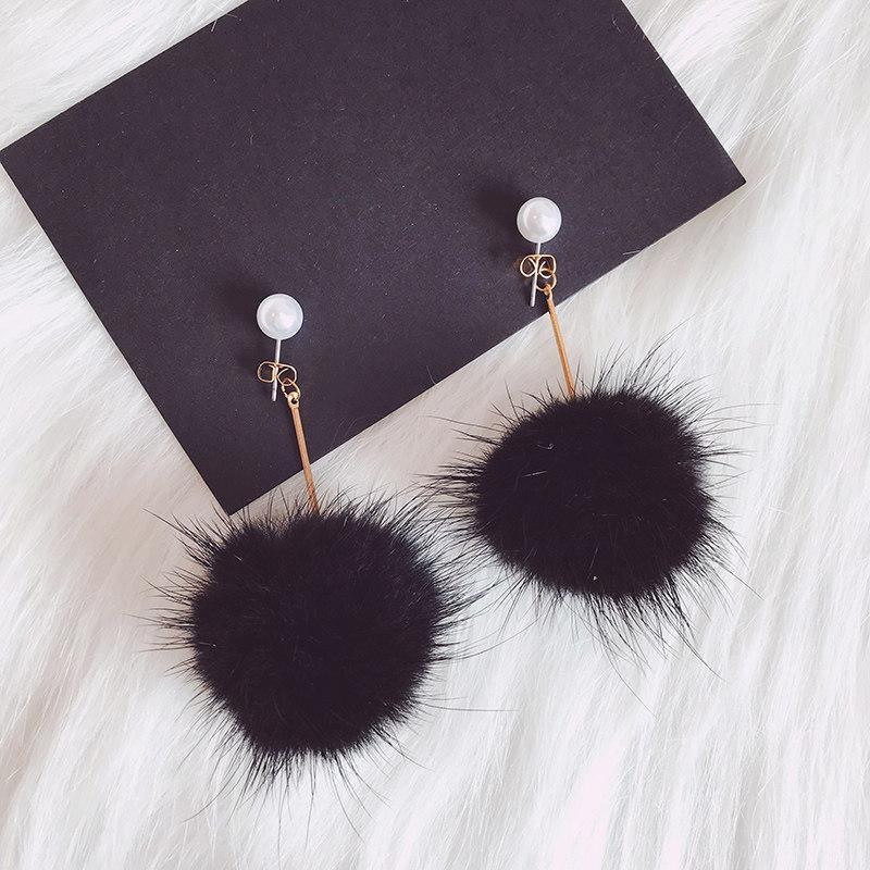 Fancy Fuzz Ball Drop Earrings - Theone Apparel