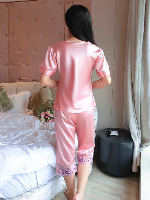 Flowers & Bows Satiny PJ Set - Theone Apparel