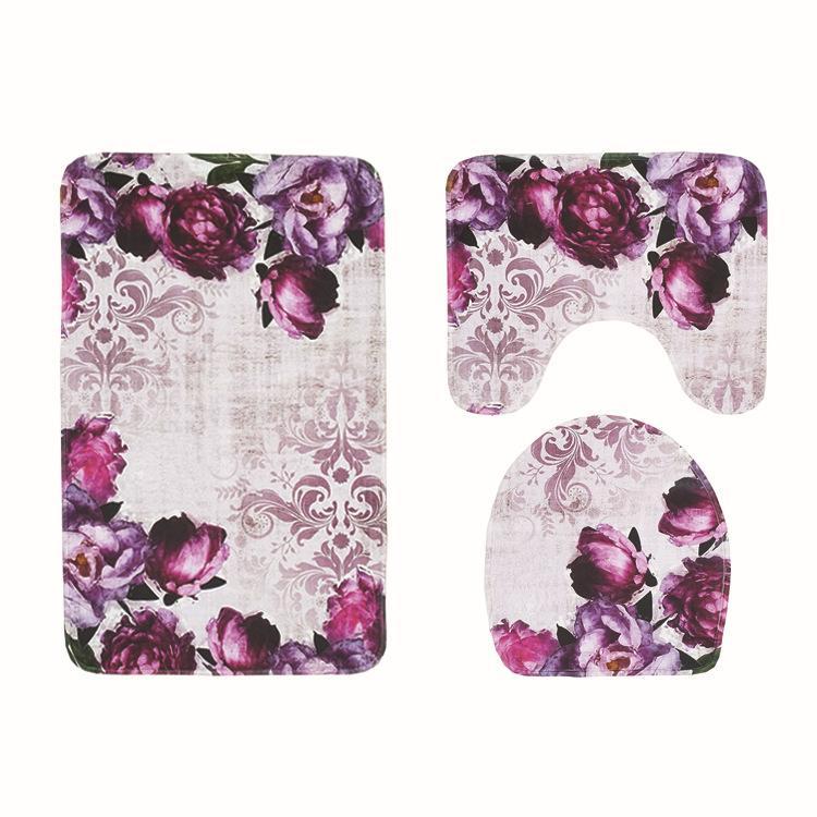 Flowers and The Sea Bath Mat Sets-621-0013-S8-Theone Apparel