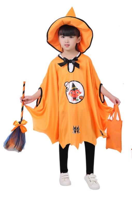 Full Set Halloween Little Witch Girl Costume-Yellow-Theone Apparel