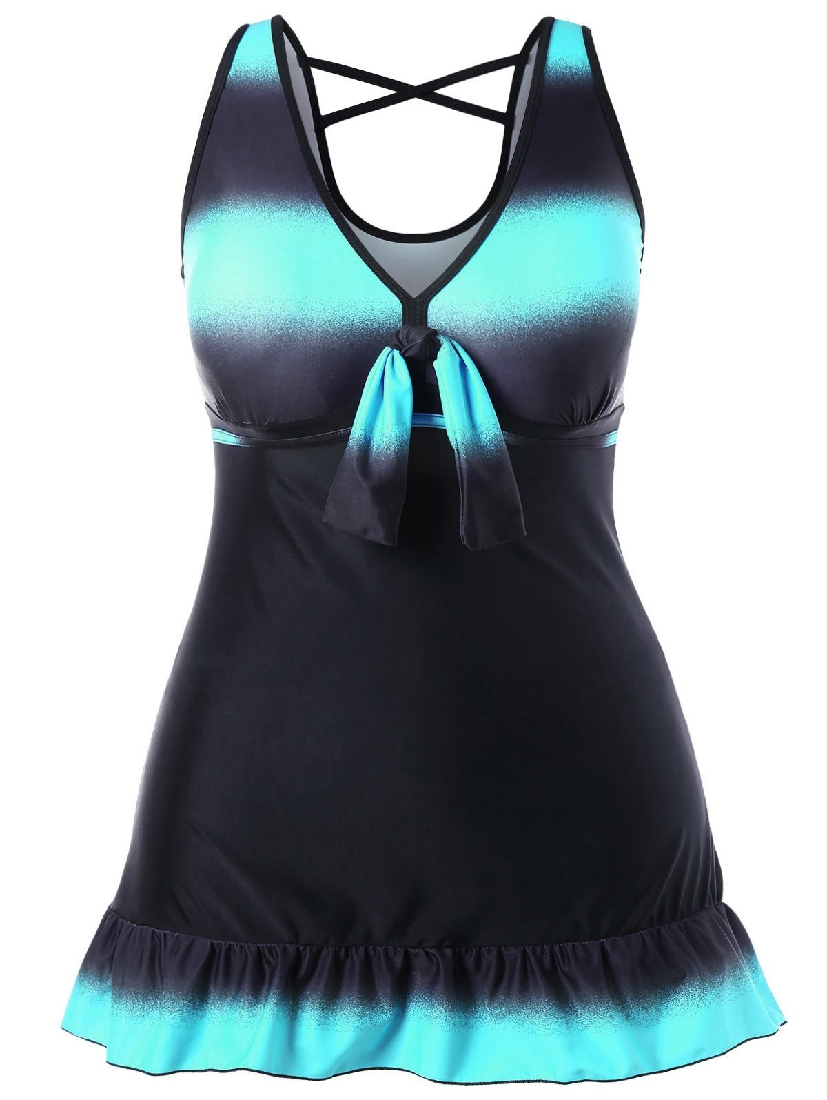 Plus -size omrypt tankini met boyshorts