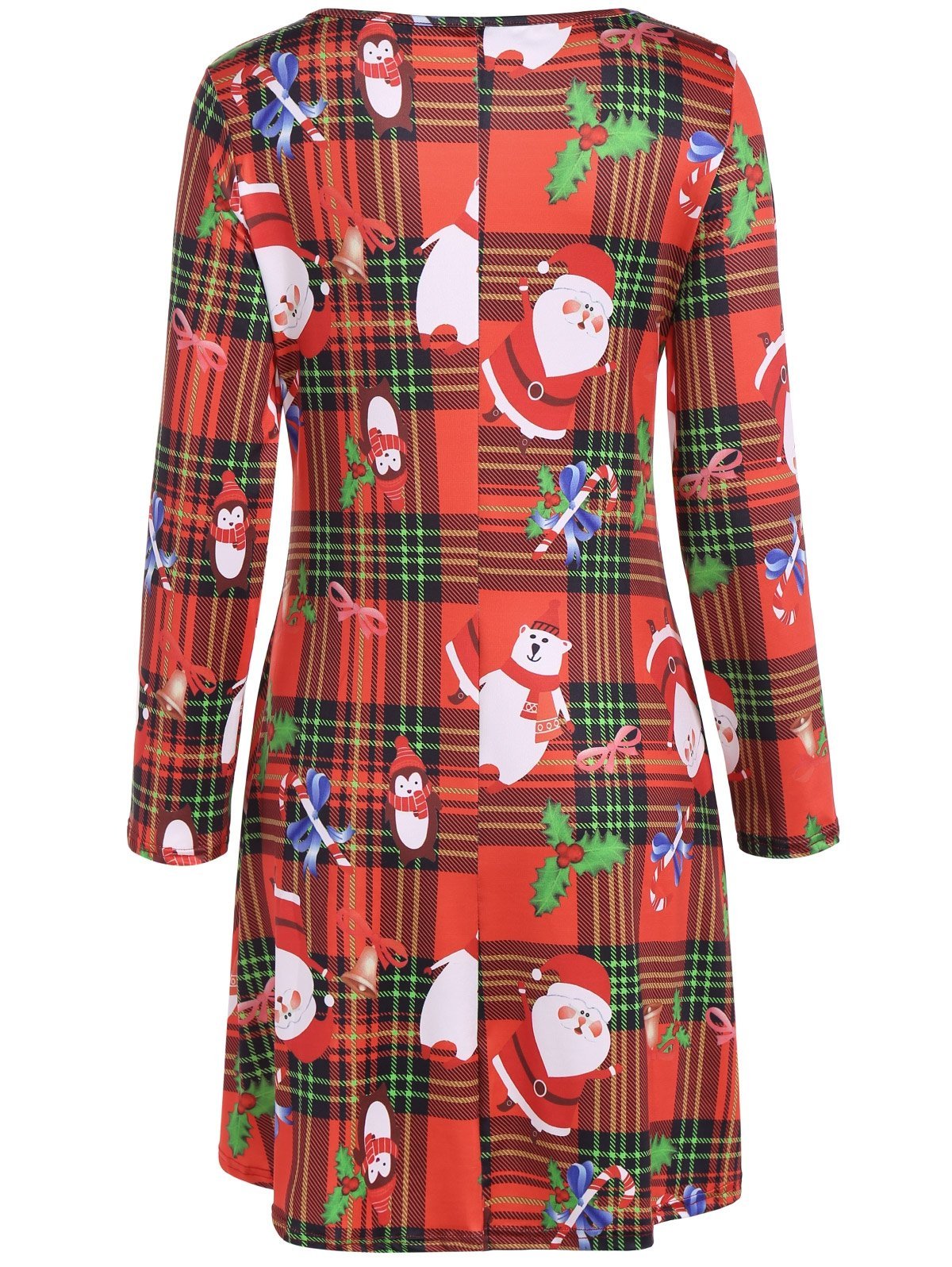 Holiday Santa Print Long Sleeve Dress