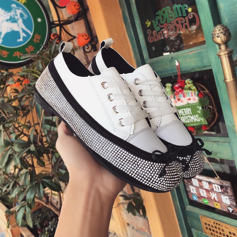 Jeweled Bow Platform Sneaker Shoes-White-Theone Apparel