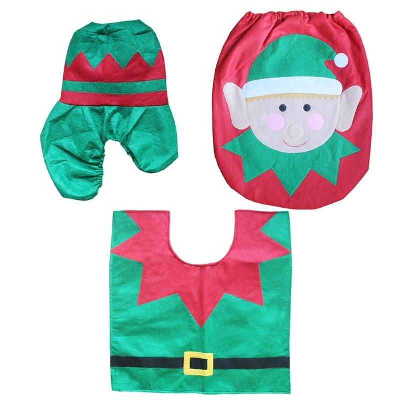 Jolly Elf Decorative Bathroom Set-Red/Green-Theone Apparel