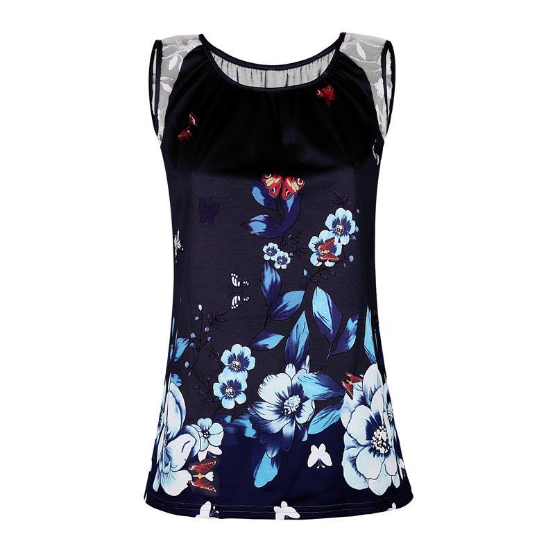 Lace Cutout Butterfly Print Top-Black-Theone Apparel