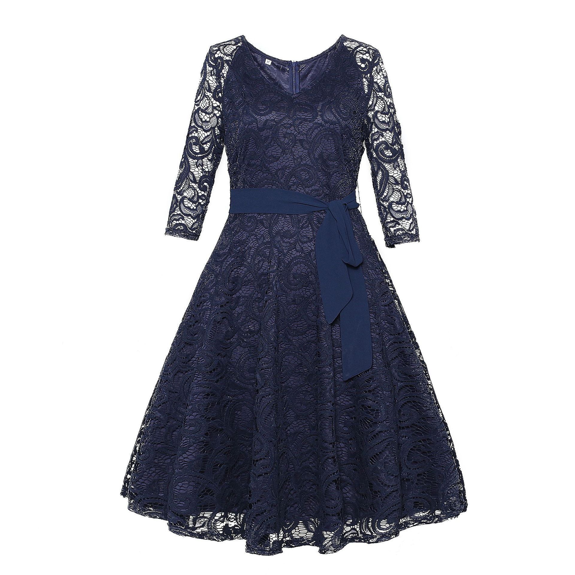 Lace Illusion Sleeve Cocktail Dress