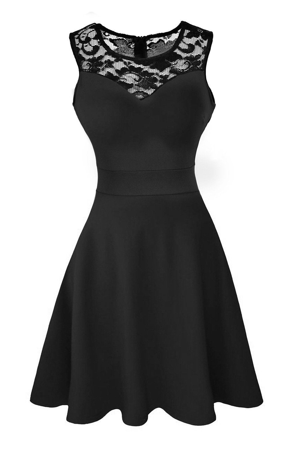 Lace Top Sweetheart Bodycon Dress-Black with Floral Lace Top-Theone Apparel