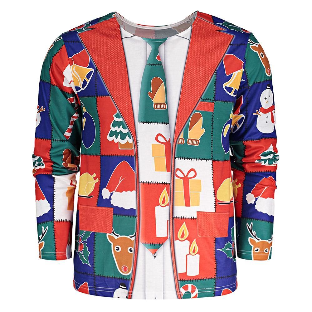 Long Sleeve Crew Neck Snowman Shirt-Green-Theone Apparel