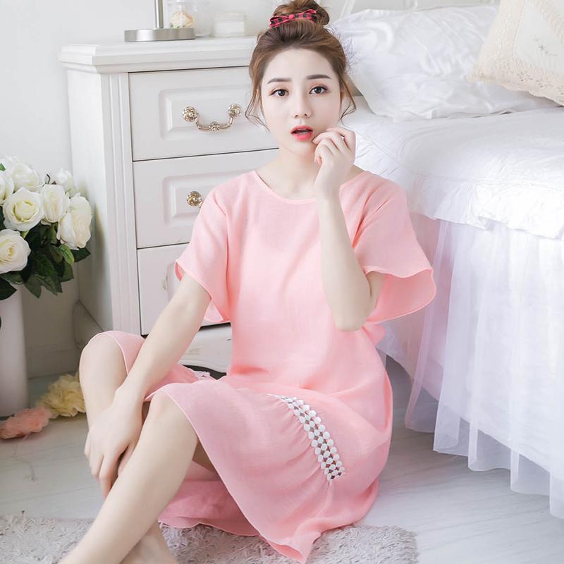 Loose Fit Vintage Embroidery Nightgown-Pink-Theone Apparel