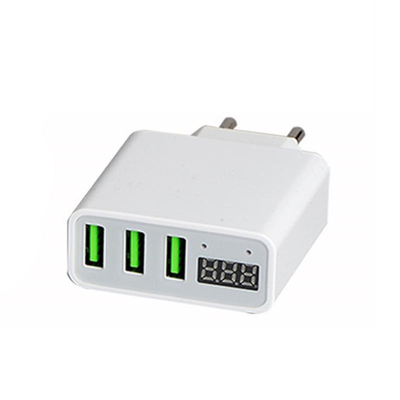 Cargador USB para teléfono con varios puertos y pantalla de voltaje