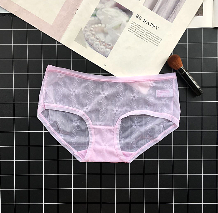 Bragas de Malla Transparente con Delicados Detalles Florales
