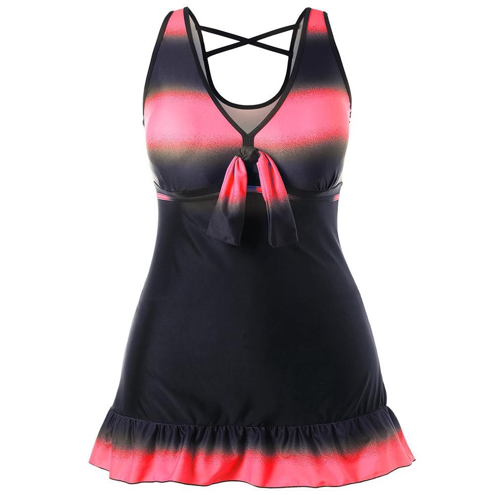 Plus -size omrypt tankini met boyshorts