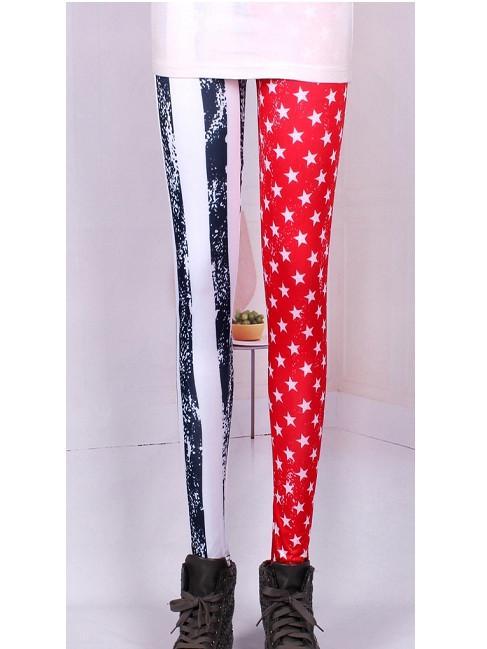 Moda patriótica de estrellas y rayas Leggings