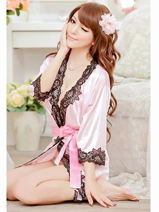 Robe de lingerie sedosa de laca de renda