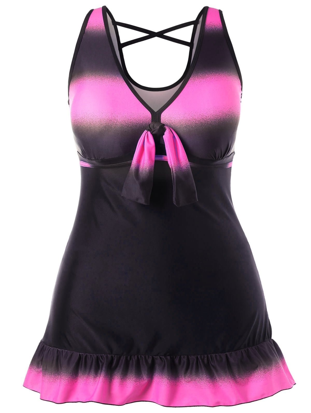 Plus -size omrypt tankini met boyshorts