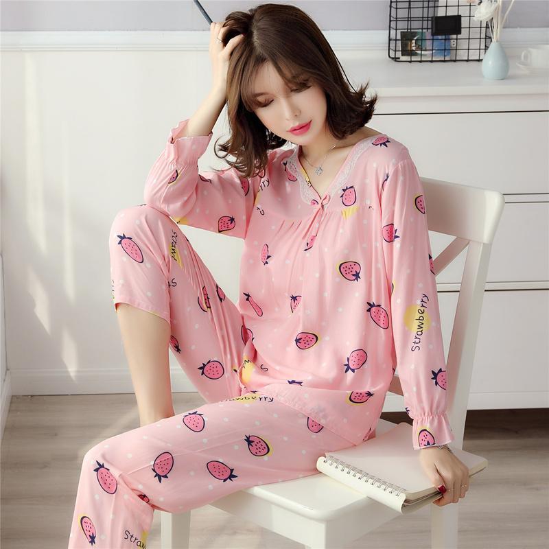 Ruffle Cuffs Floral Sleepwear Set