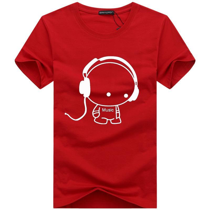 Plug in Headphone Graphic Shirt-Red-Theone Apparel