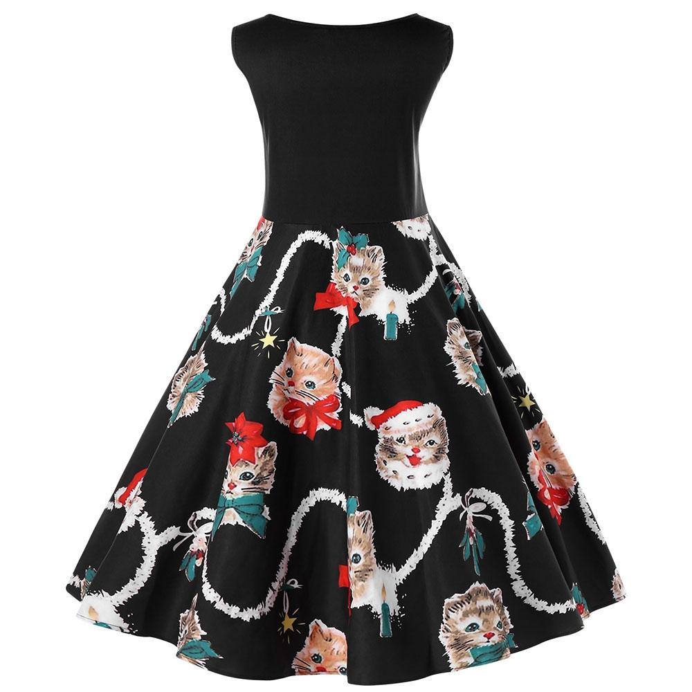 Plus Size Christmas Kitten Dress