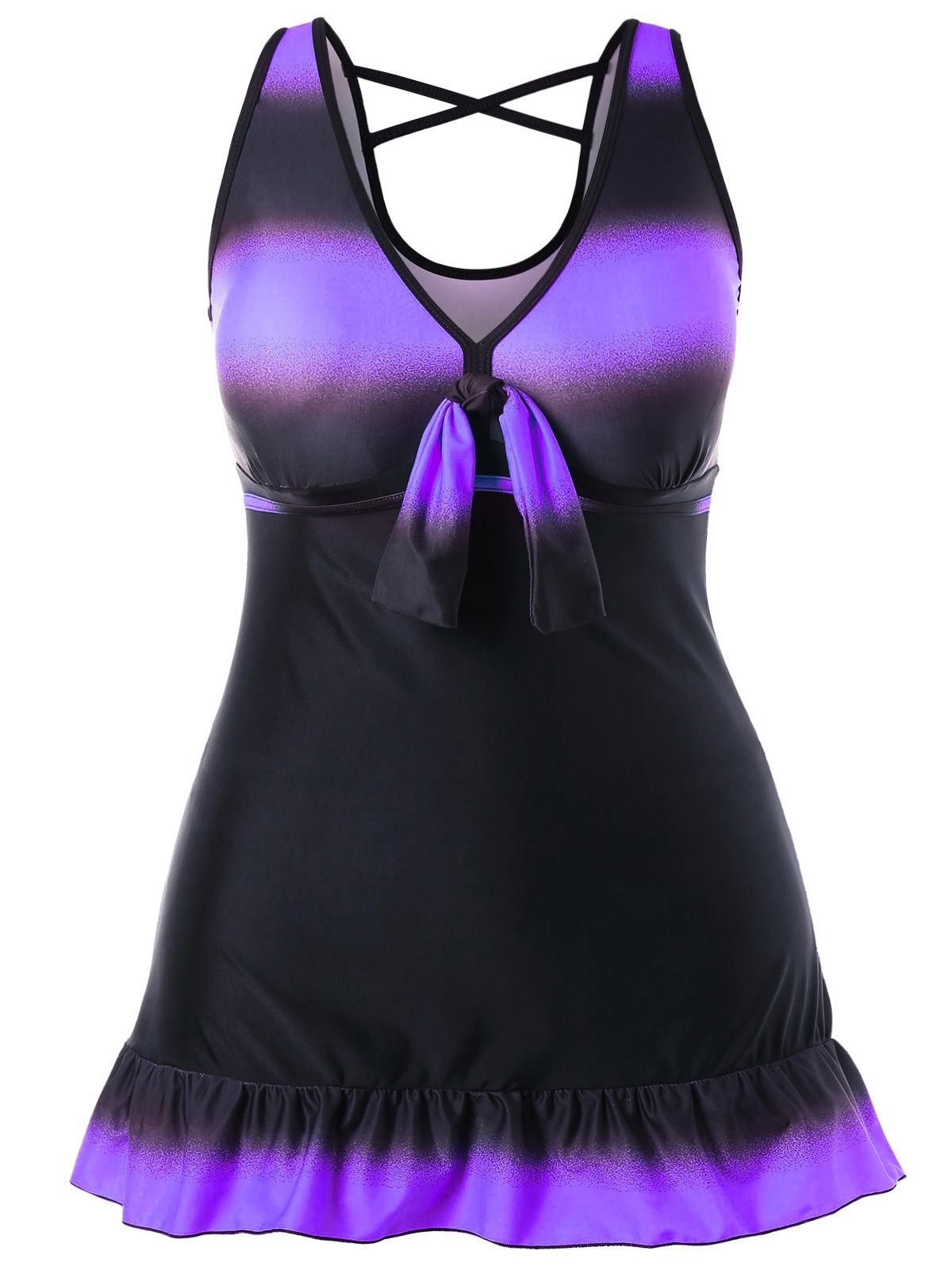 Plus -size omrypt tankini met boyshorts