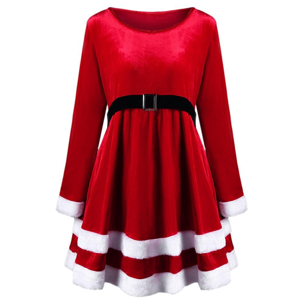 Vestido de manga comprida de Natal plus size