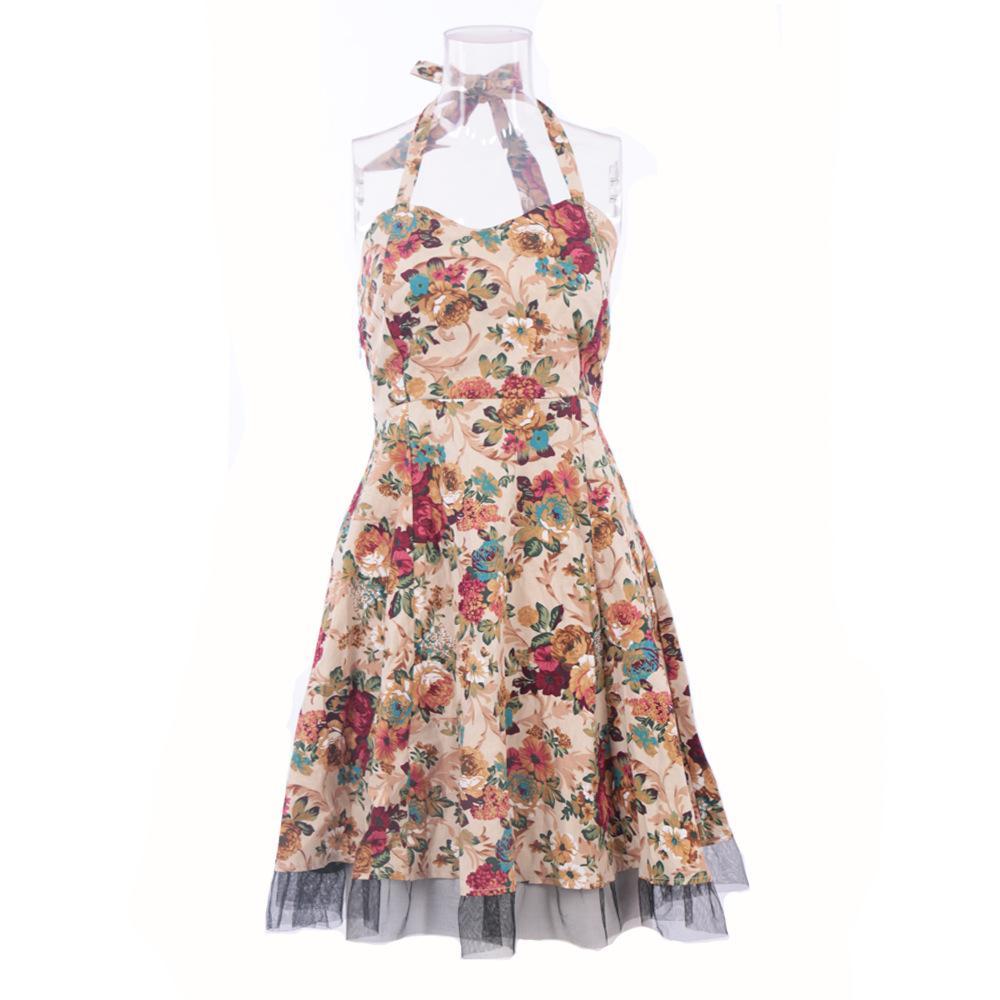Ruffle Skirt Vintage Apron Dress-Beige-Theone Apparel